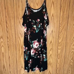 🔥Jouica Black Floral Spaghetti Strap Dress / Cold Shoulder / Womens XXL